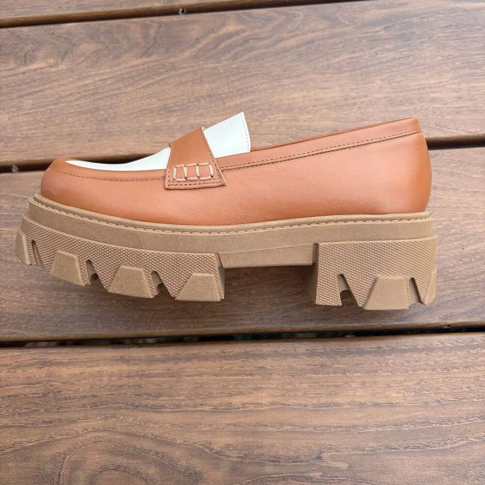 Alohas Trailblazer Bicolor Leather Loafers Brown/Tan & Off-White Size 7.5-8 - Picture 6 of 13